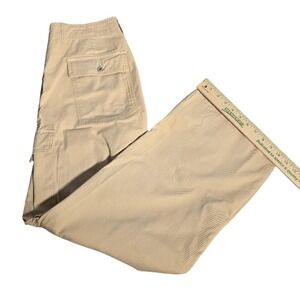 Bershka Womens Tan Khaki Medium Rise Cargo Straight Leg Pants S 10 Utility. 684